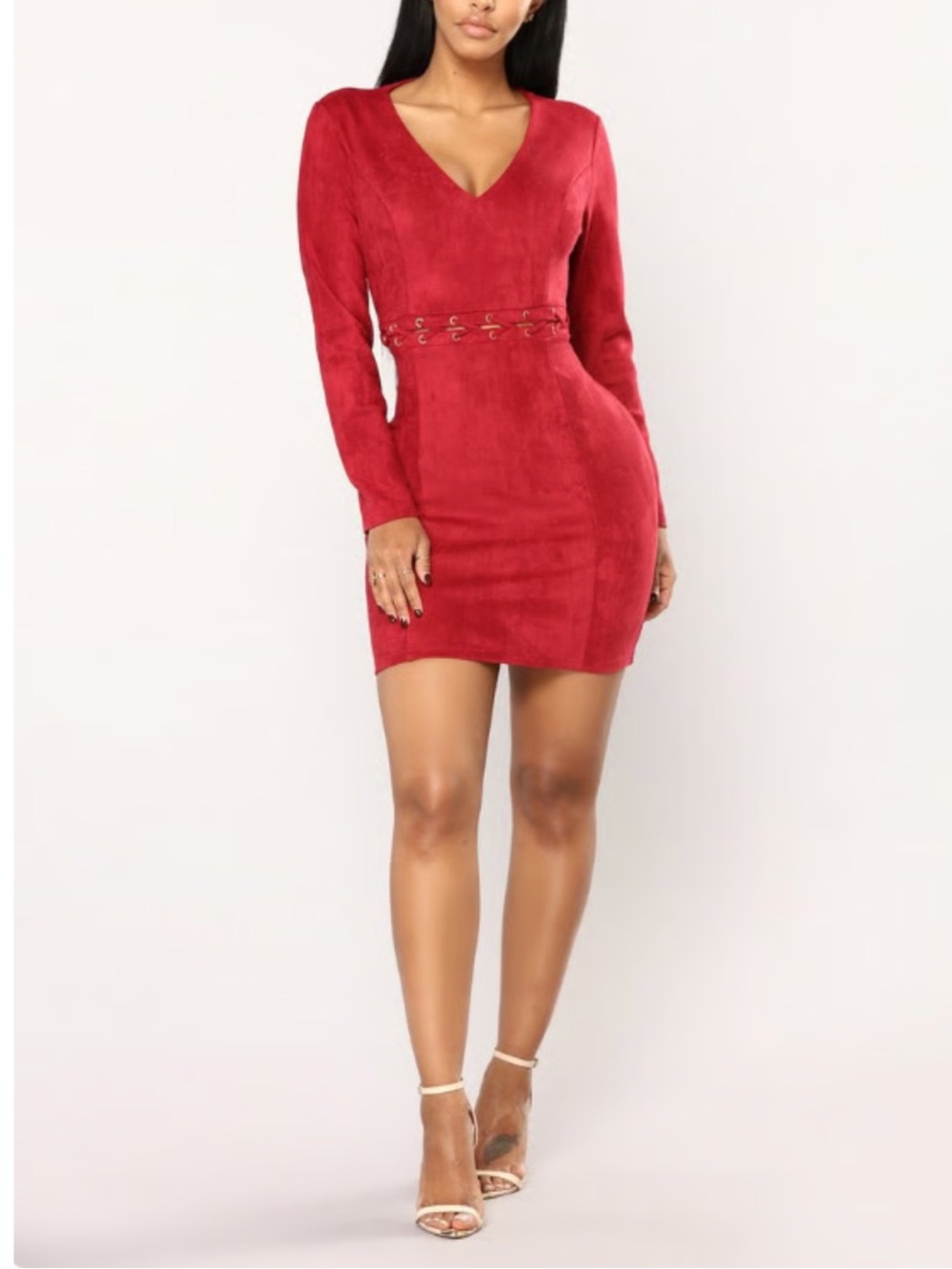 Olive Suede Long Sleeve Mini Dress NWT - Picture 6 of 6